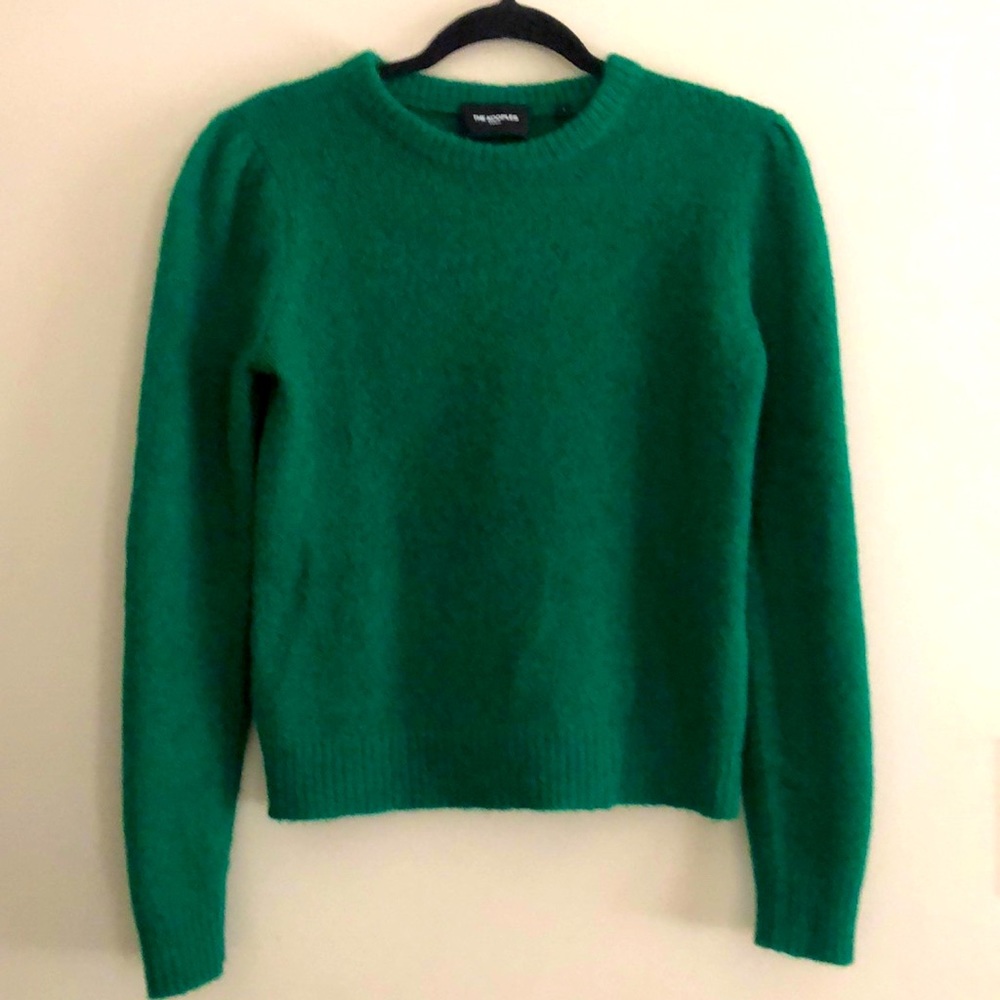 NWOT Women’s The Kooples Green Sweater with puffed sleeves.